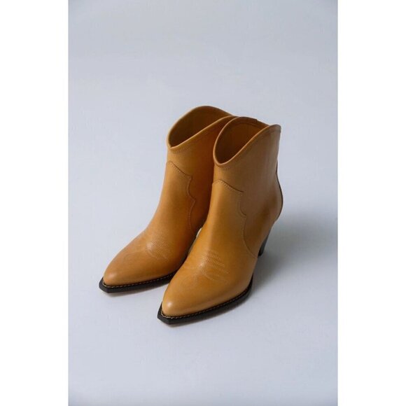 Isabel Marant Darizo Leather Western Booties Natural Tan Womens Size 38 - Picture 2 of 16